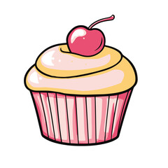 Cupcake icon, vector illustration with a white background