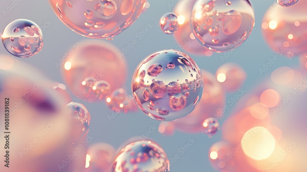Aufkleber 3d shiny smooth spheres floating against a gradient background