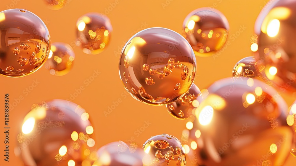 Aufkleber 3d shiny smooth spheres floating against a gradient background