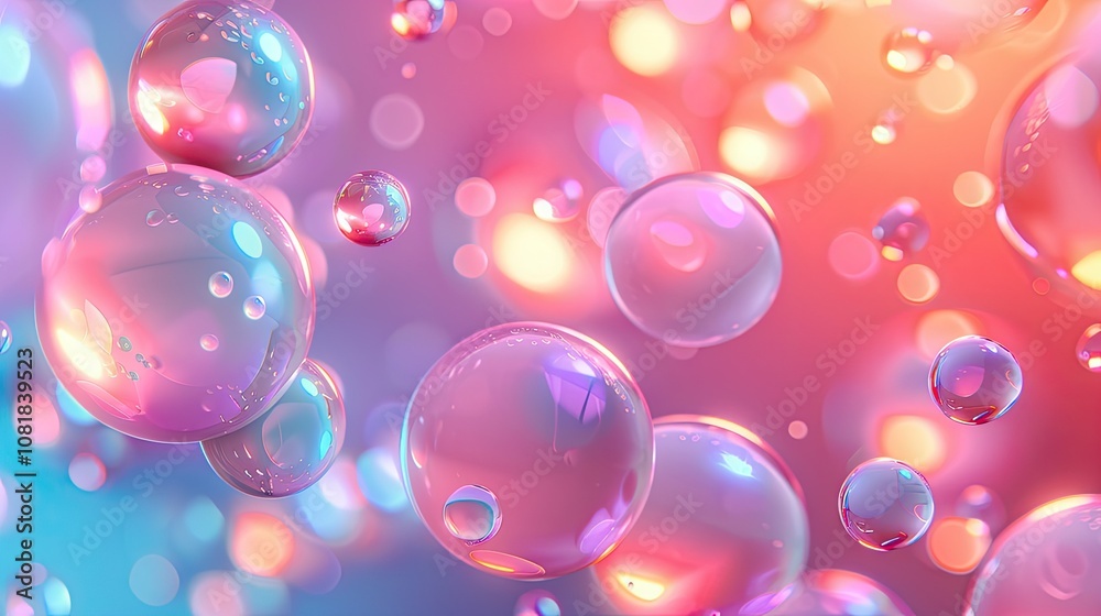 Aufkleber 3d shiny smooth spheres floating against a gradient background