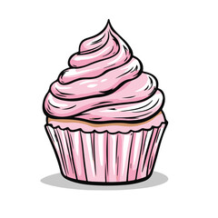 Cupcake icon, vector illustration with a white background