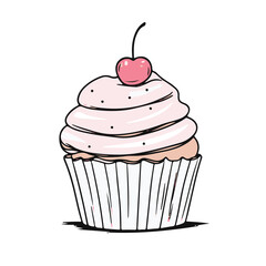Cupcake icon, vector illustration with a white background