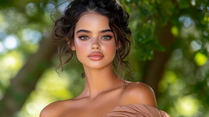 Fototapeta premium Radiant Model with Simple Makeup in Natural Light