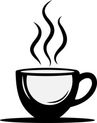 Hot coffee with cup vector silhouette design on white background