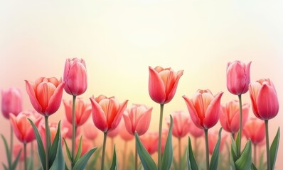 Vibrant pink tulips in bloom