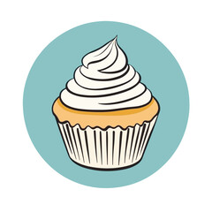 Cupcake icon, vector illustration with a white background