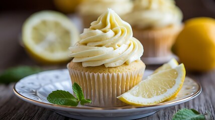 Lemon cupcake with cream