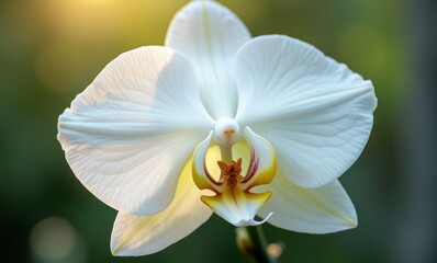 Elegant white orchid in soft sunlight