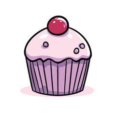 Cupcake icon, vector illustration with a white background