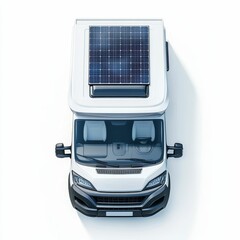 White van with solar panel on roof.