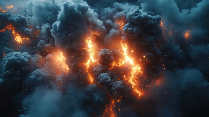 Obraz premium photo of nuclear explosion, smoke and fire, flame, burning, clouds, glow, bomb, war, explosive rocket