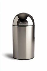 Obraz premium Silver trash can on white background.