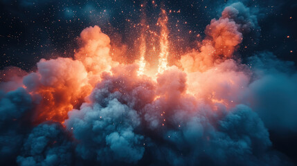 photo of nuclear explosion, smoke and fire, flame, burning, clouds, glow, bomb, war, explosive rocket