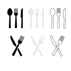 Fork, knife, plate and spoon. Menu symbol. Restaurant icon. Food, plate, fork, knife, spoon,