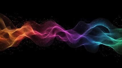 Abstract colorful wave flowing on black background