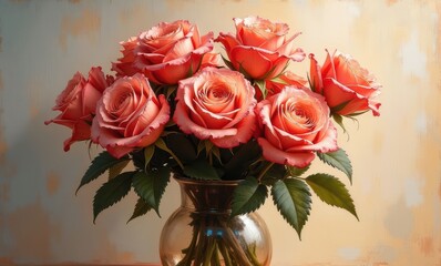 Vibrant bouquet of pink roses