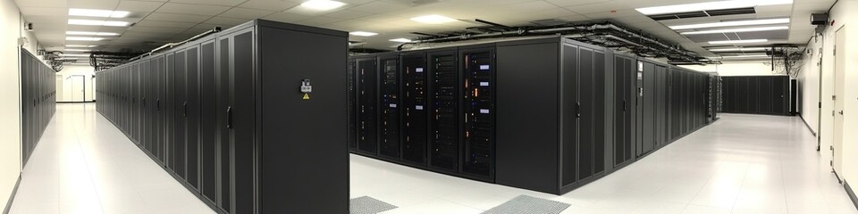 Abstract Marketing Background Featuring a Database with Intricate Networks and Technology, Showcasing Communication and New Productive Forces in a Data Center Server Room, Ideal for AI-Generated Wallp