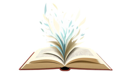 "Cut-out of an open book, symbolizing knowledge and imagination."