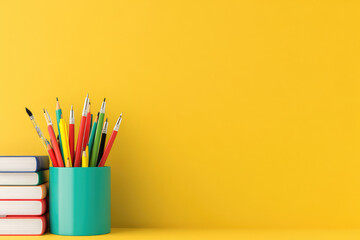 Back to School Essentials, vibrant notebooks, colorful pens, organized desk, ready for learning, inspiring creativity and knowledge acquisition