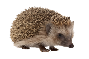 Close-up of a hedgehog isolated on transparent background