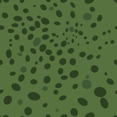 Seamless Vector Pattern of Scattered Dots in different shapes and sizes in shades of green