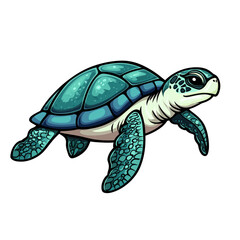 Fototapeta premium Swimming turtle with vibrant colors and detailed shell design. Isolated on transparent background.