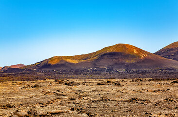 Volcanic landscape, Timanfaya National Park, Island Lanzarote, Canary Islands, Spain.