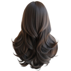 Naklejka premium Luxurious long wavy hair with rich brown tones and soft curls. Isolated on transparent background.