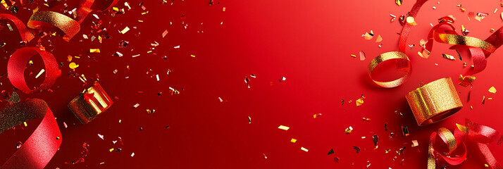 赤と金色で彩られた年末セールの華やかなバナー Festive Year-End Sale Banner with Red and Gold Colors｜Generative AI