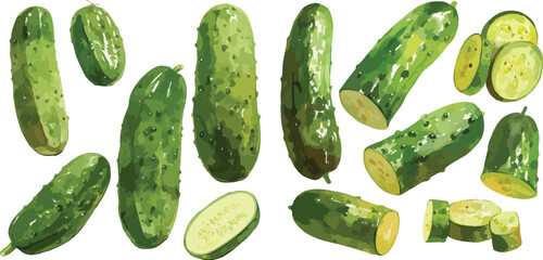 cucumber watercolor clipart
