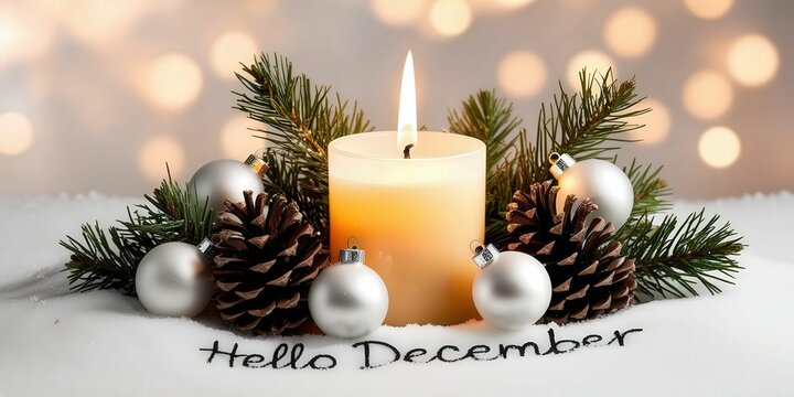 Warm winter welcome december candlelight scene festive atmosphere cozy indoor setting soft glow serenity concept for 3d banner design