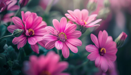 Fototapeta premium Beautiful pink flowers with nature background generated.AI