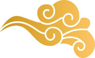 Vector : Golden Chinese Style Classic Clouds Vector Decorative Ornament Gradient Gold © Martin
