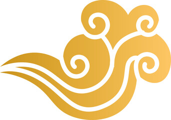 Vector : Golden Chinese Style Classic Clouds Vector Decorative Ornament Gradient Gold © Martin