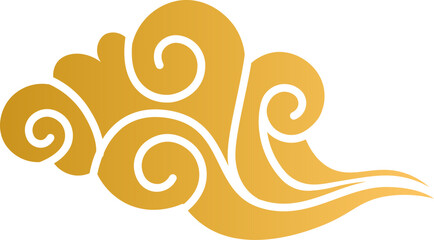 Vector : Golden Chinese Style Classic Clouds Vector Decorative Ornament Gradient Gold © Martin