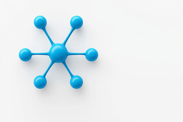 3D digital neural network, tech symbol, glowing blue nodes, isolated on white background