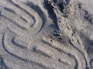 close up of iron sand on the coast