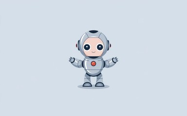 Cute robot character. Friendly robotic child, AI, digital future, technology, innovation, hope, progress, cheerful
