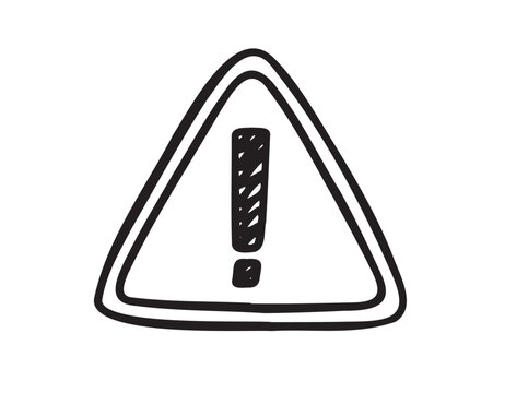 recommend clip art: Hand drawn danger sign doodle icon. Hand drawn exclamation mark in a triangle black sketch. Sign drawing symbol.