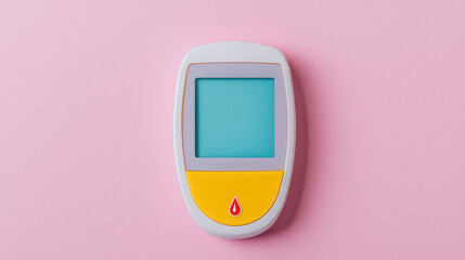 Blood glucose meter on pink background, symbolizing health monitoring