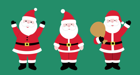 Set of Cute Santa Claus flat vector illustration.
Christmas Santa Claus cartoon vector.