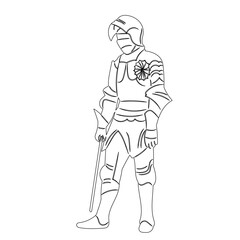 knight with sword on white background sketch