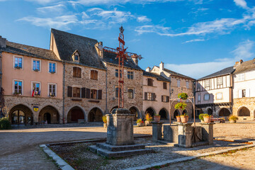 Medieval village of Sauveterre de Rouergue, in Aveyron, Occitanie, France