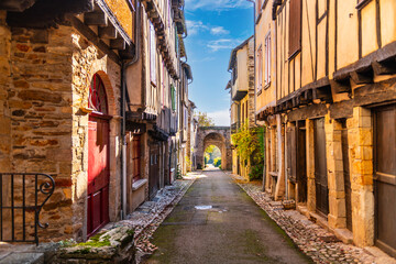 Medieval village of Sauveterre de Rouergue, in Aveyron, Occitanie, France