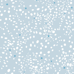 Seamless Vector Pattern of Scattered Dots in different shapes and sizes in shades of blue