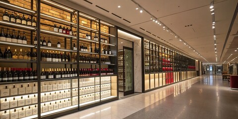 Fashionable Wine Warehouse: A Stunning Display of Bottles and Shelves in a Chic Setting Perfect for Stylish Events and Sophisticated Gatherings