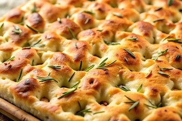 Close-up image of delicious freshly baked focaccia bread