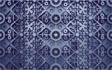 Gear pattern design. Intricate gear background, symbolic of complex systems and precision.  Beautiful, detailed, and symmetrical.