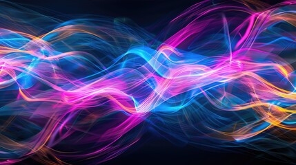 Abstract spectrum of light painting streaks on black background