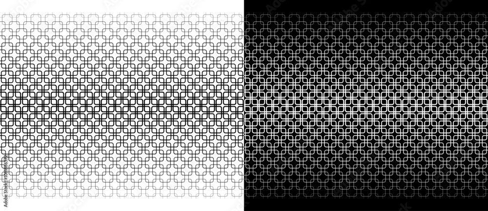 Aufkleber Seamless square pattern design. Black shapes on a white background and same white shapes on the black side.
